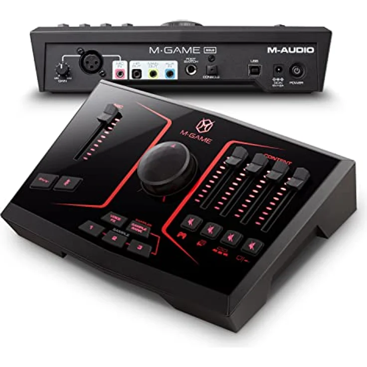 M-GAME Solo USB Audio Interface Mixer für Streaming & Gaming mit XLR-Mikrofoneingang, optischem Eingang, Stimmeffekten, Sampler & dedizierter Software, Solo - Schwarz – Bild 1