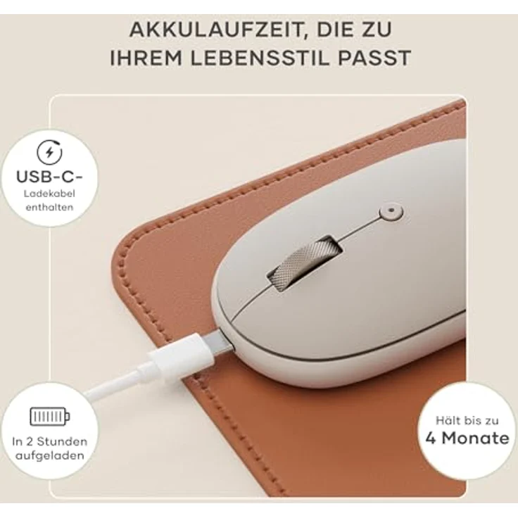 Satechi OntheGo Bluetooth Wireless Mouse, kabellose Maus mit einstellbarer DPI von 800 bis 2400, Sand – Bild 4