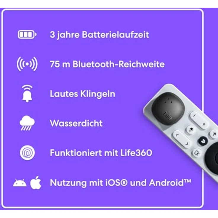 Tile by Life360 Sticker (2024) - Bluetooth-Tracker, Fernbedienungsfinder und Gegenstandsfinder für Fahrräder, Brillen. iOS- & Android-kompatibel. 2er-Pack (Schwarz) – Bild 5