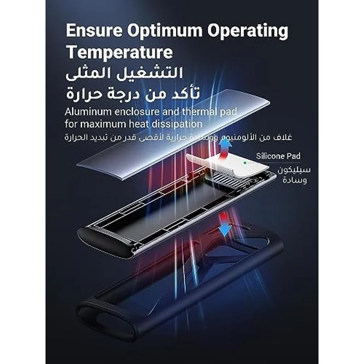 UGREEN CM400-90264B M.2 SATA/NVMe Festplattengehäuse, tragbares USB C 3.2 Gen2 Gehäuse, 10 Gbit/s Datenübertragungsgeschwindigkeit – Bild 5