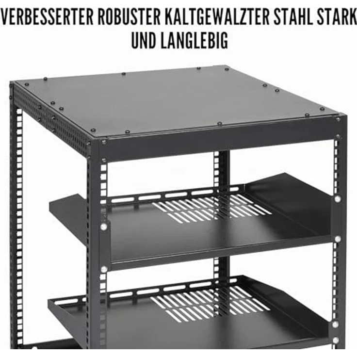VEVOR 12U-Server-Rack, offenes Rahmen-AV-Rack mit 15-40" verstellbarer Tiefe, freistehend oder wandmontierbar, 4-Pfosten mit Rollen und 500 lbs Tragfähigkeit – Bild 4