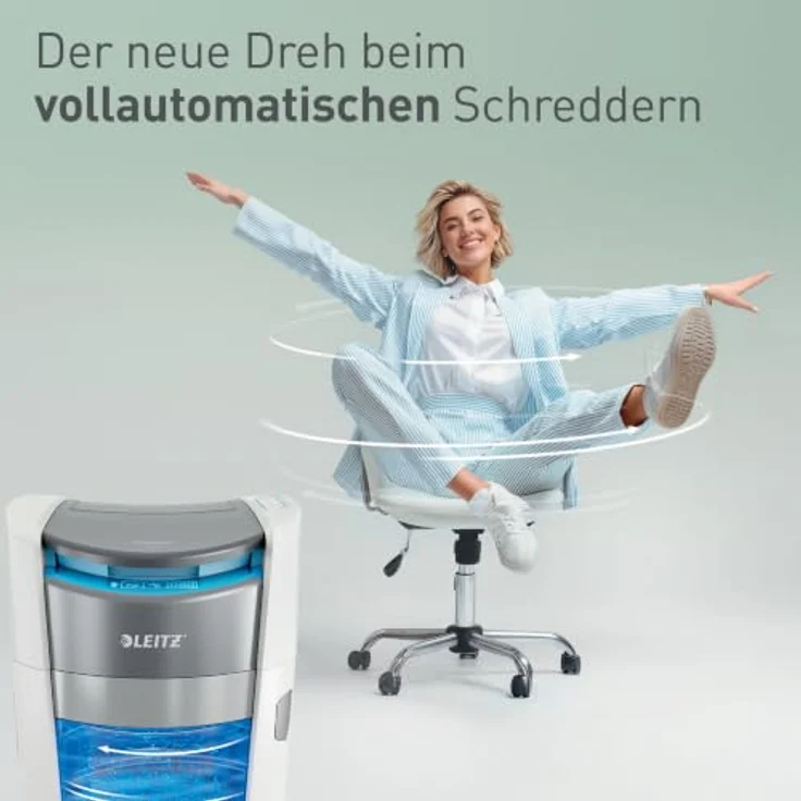 LEITZ IQ OptiMax Autofeed Office Pro 600, Aktenvernichter mit Partikelschnitt P-5, 55 dB, 50 l Auffangbehälter, bis 600 Blatt – Bild 10