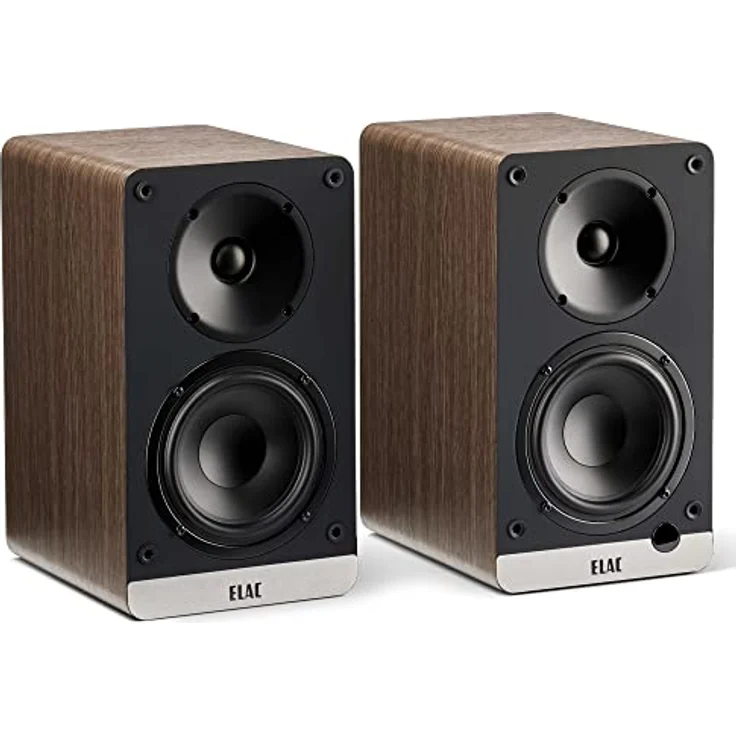 ELAC Kompakt Lautsprecher Debut ConneX DCB41, Boxen für Audiowiedergabe via HDMI, USB, Phono & Bluetooth, exzellenter Klang & hochwertiges Design, 1 Aktivlautsprecher-Set, Nussbaum – Bild 1