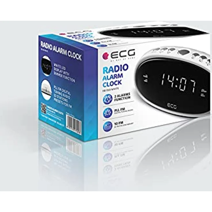 ECG RB 010 White Radiowecker – FM Tuner, 10 Vorwahlen, Digitale Uhr-Wecker, Wecken durch Radio-Wecker, Funktion aufgehobene Weckzeit, Ausschalt-Timer Weiß – Bild 5