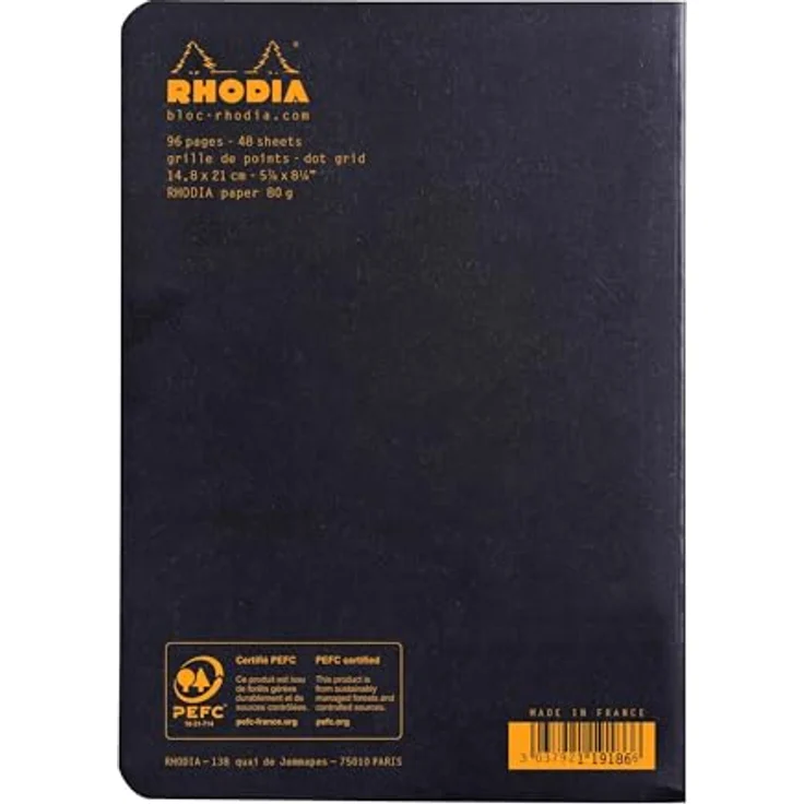 Rhodia Einsteck-Fotoalbum A5, Notizheft dotBook mit 48 Blättern, punktkariert 80g, Schwarz, Modell 119186C – Bild 3