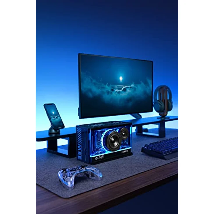 Edifier QD35 kompaktes Bluetooth-Lautsprechersystem mit RGB-Lichteffekten, Bluetooth V5.3 und Zwei ultraschnellen Ladeanschlüssen. Hi-Res Audio Zertifiziert. – Bild 4