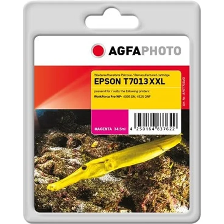 Agfa Photo Tintenpatrone Magenta, kompatibel mit Epson C13T70134010 und Epson T7013, 34.5 ml