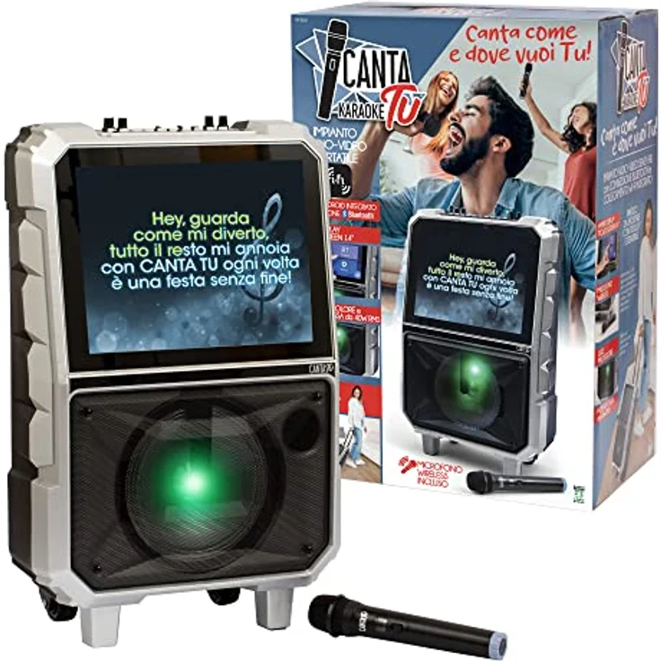 Giochi Preziosi HY-2110, Kabelloses Karaoke-System mit 40 W RMS, 14,1" LED-Display, Schwarz/Grau, MicroSD-Unterstützung und integriertem Disco Licht – Bild 2