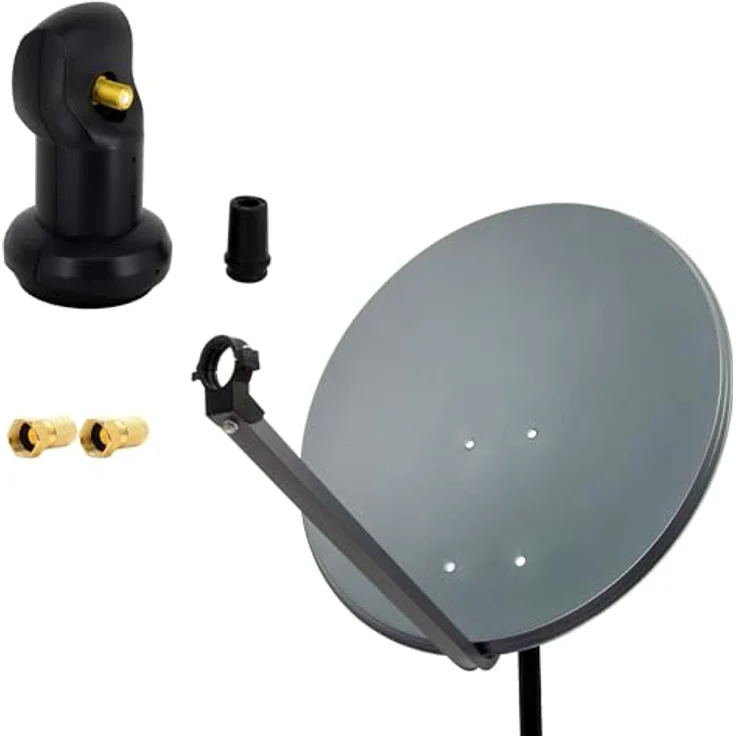 Premium X Satelliten-Komplettanlage 80cm, anthrazit Aluminium Satellitenschüssel mit Single LNB und F-Stecker, ideal für 1 Teilnehmer – Bild 1