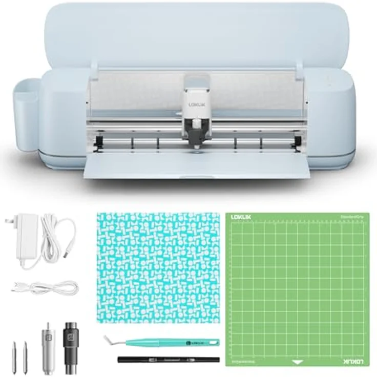 LOKLiK iCraft Plotter Maschine, Schneidemaschine für Textilien, Tassen und Dekorationen, kompatibel mit Flexfolie, Papier und Leder, blau – Bild 1