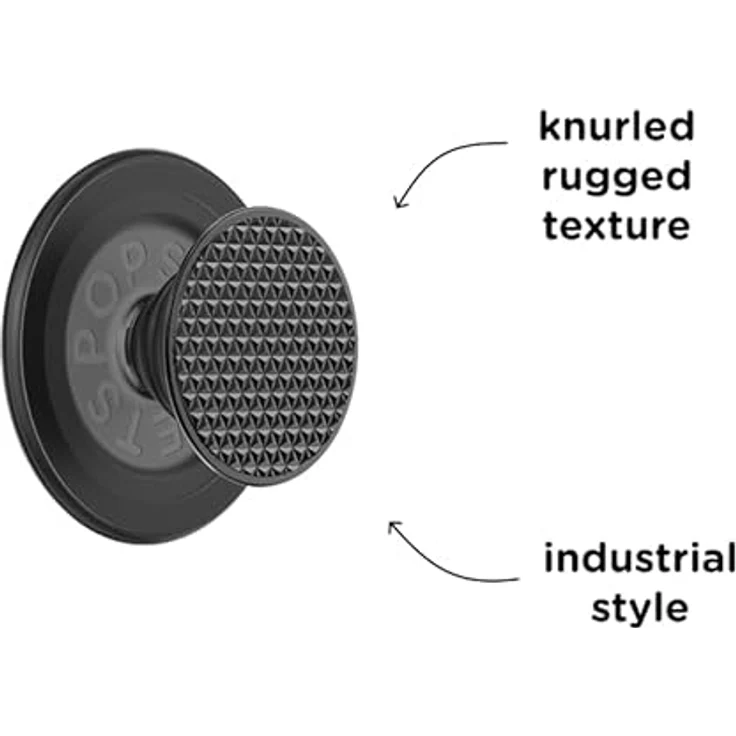 PopSockets PopGrip Alu Triangle Knurl MagSafe, Smartphone Halterung mit magnetischem Adapterring, schwarz – Bild 3