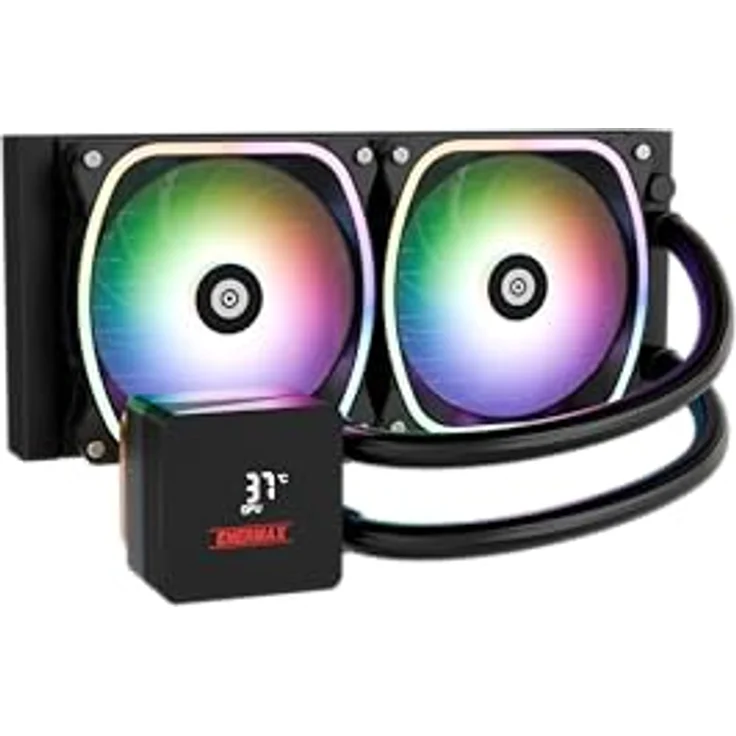 Enermax Aquafusion II 240mm ELC-AQFA240-SQA, CPU Wasserkühler mit RGB-Lüfter und magnetischem Status-Display, Schwarz – Bild 1