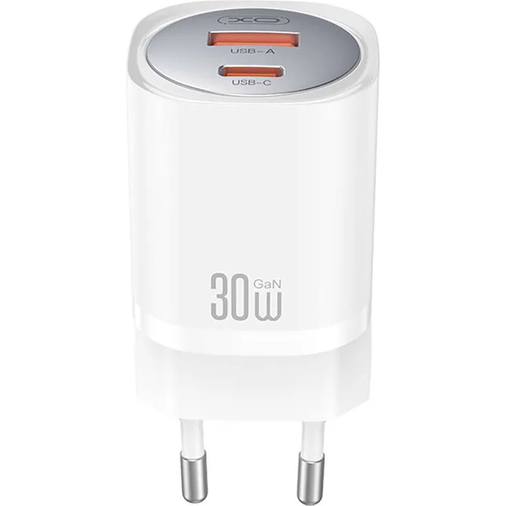 XO Reiseadapter Cp-4120, Schnelllade-USB-Wandladegerät mit 30W und GaN-Technologie, Weiß