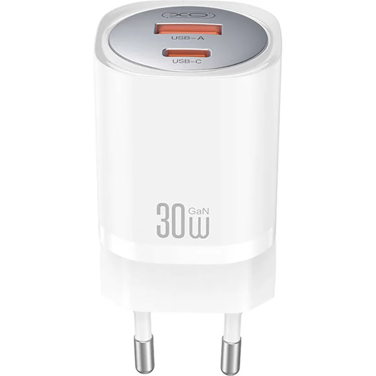XO Reiseadapter Cp-4120, Schnelllade-USB-Wandladegerät mit 30W und GaN-Technologie, Weiß