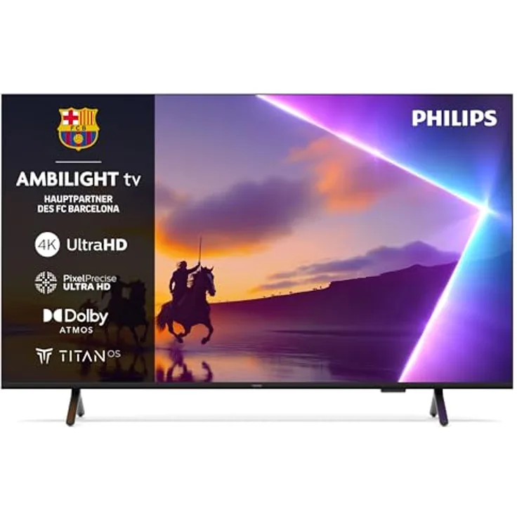 Philips Ambilight 75PUS8500, 75 Zoll 4K LED Smart TV mit Pixel Precise Ultra HD, Titan OS, Dolby Vision und Dolby Atmos Sound