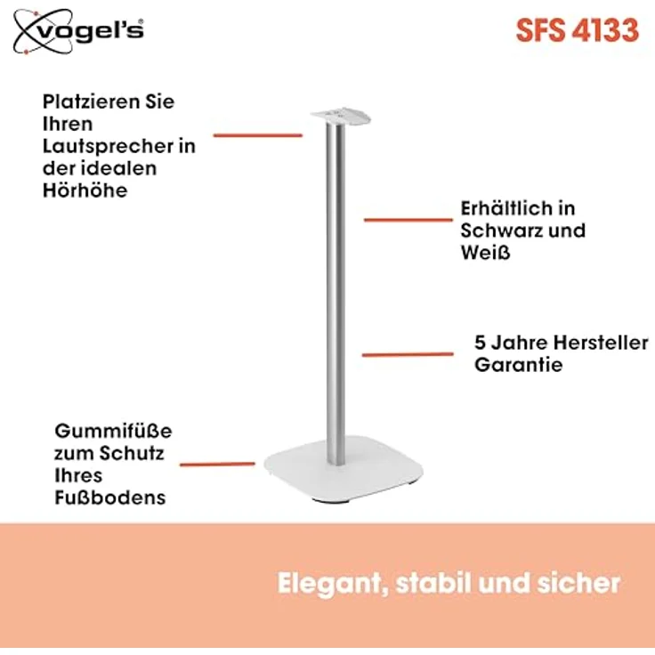 Vogel's SFS 4133 Lautsprecher Ständer für Sonos ERA300, Cable Inlay System, Höhe: 82 cm, Max. 5 kg, Weiß – Bild 3