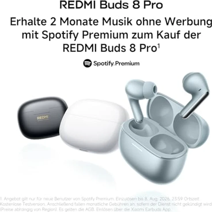 XIAOMI REDMI Buds 8 Pro, In-ear Kopfhörer mit Hi-Res Sound, 55dB Noise Cancelling, Bluetooth, Glacier Blue – Bild 4