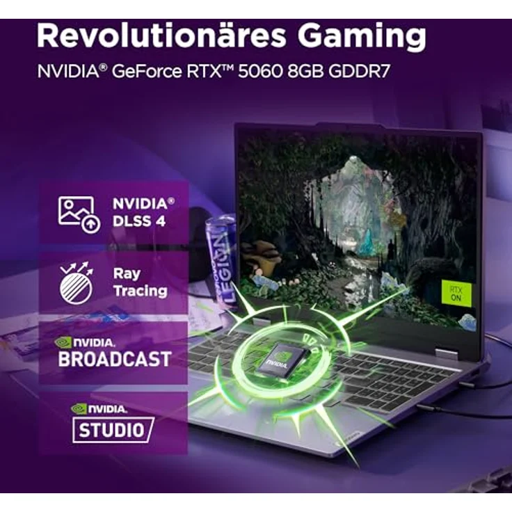 Lenovo LOQ Gaming AI Laptop, 15.6" Full HD 144Hz, NVIDIA GeForce RTX 5060 8GB, AMD Ryzen 7 250, 16GB RAM, 1TB SSD, Weiss-beleuchtete Tastatur, Grau, 3 Monate Game Pass – Bild 2