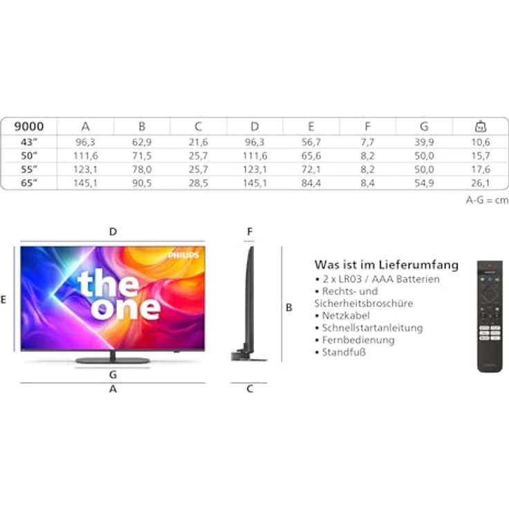 Philips Ambilight 'The One' 43PUS9000, 43 Zoll 4K QLED Smart TV mit P5 Perfect Picture Engine, Titan OS, Dolby Vision und Dolby Atmos Sound – Bild 3