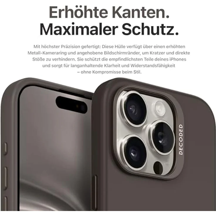 DECODED Smartphone-Hülle AntiMicrobial Silicone Backcover für iPhone 16 Pro, mit schlagfestem Polycarbonat, MagSafe-kompatibel, schwarz – Bild 5