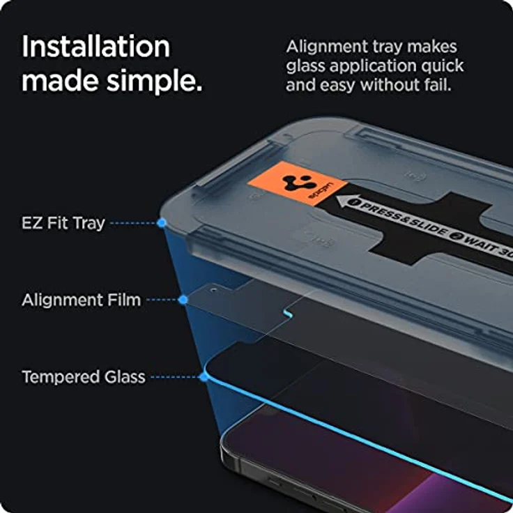 Spigen Glas.tR EZ Fit Sichtschutz Schutzfolie kompatibel mit iPhone 14 Plus, iPhone 13 Pro Max, 2 Stück, Privacy Schutz, Kratzfest, 9H Härte Folie – Bild 3
