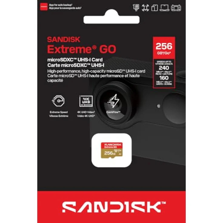 SanDisk Extreme GO microSD, 256GB UHS-I Karte mit 240MB/s Lesegeschwindigkeit, für 5K- und 4K-UHD-Video – Bild 3