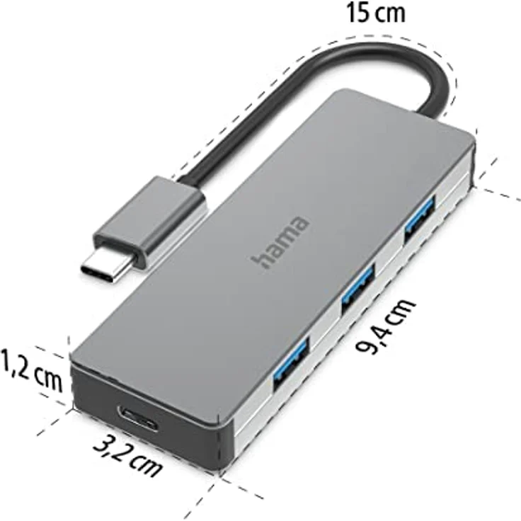 Hama USB-C-Hub 4 Ports USB 3.2 10 Gbit-s Plug & Play PC Notebook Aluminium (00200105) – Bild 3