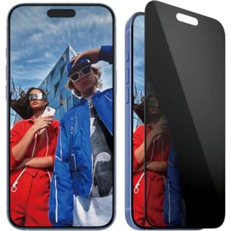 PanzerGlass Ultra-Wide Fit, Smartphone Schutzfolie für Apple iPhone 16 Plus und 15 Plus, transparent mit Sichtschutzfilter und wischfester Beschichtung – Bild 1