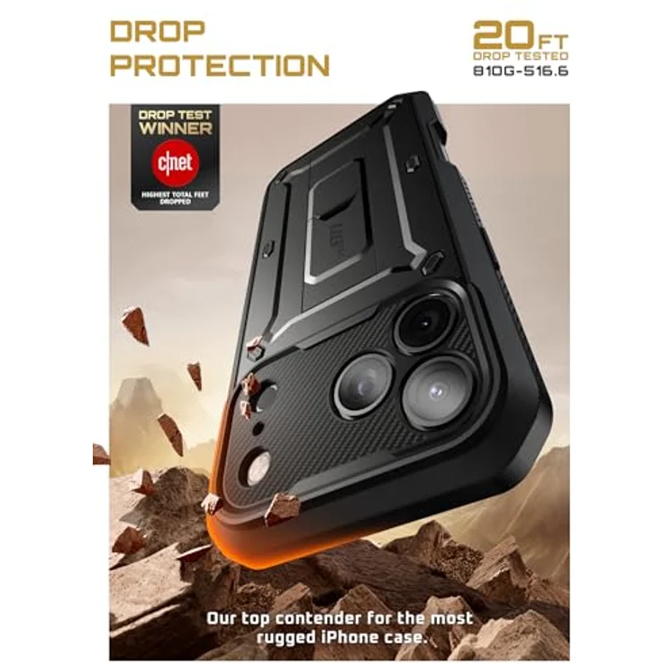 SUPCASE Unicorn Beetle Pro, iPhone 17 Pro Hülle 6.3” mit Kamerasteuerungstaste, 360° Outdoor Schutzhülle mit Displayschutz, Ständer und Gürtelclip, schwarz – Bild 3