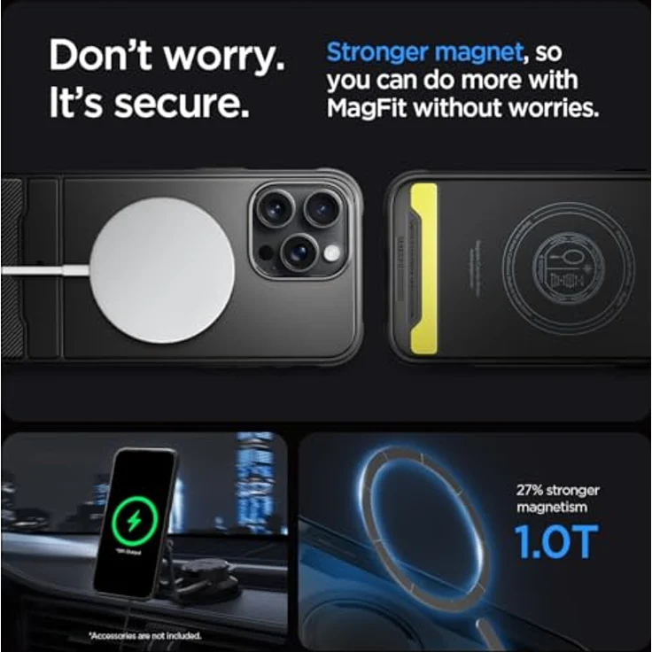 Spigen Rugged Armor MagFit Hülle Kompatibel mit iPhone 15 Pro Max -Matte Black, TPU mit Prägung im Karbon Look – Bild 5
