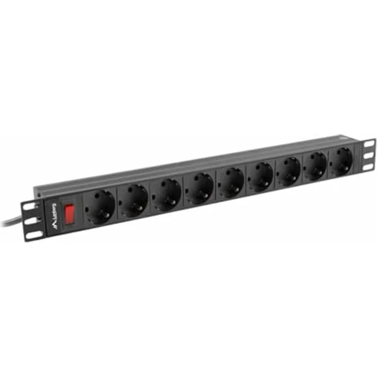 Lanberg PDU-09F-0300-BK, Steckdosenleiste mit 9 Steckdosen und Ein/Aus-Schalter, 3 m Kabel, schwarz – Bild 2
