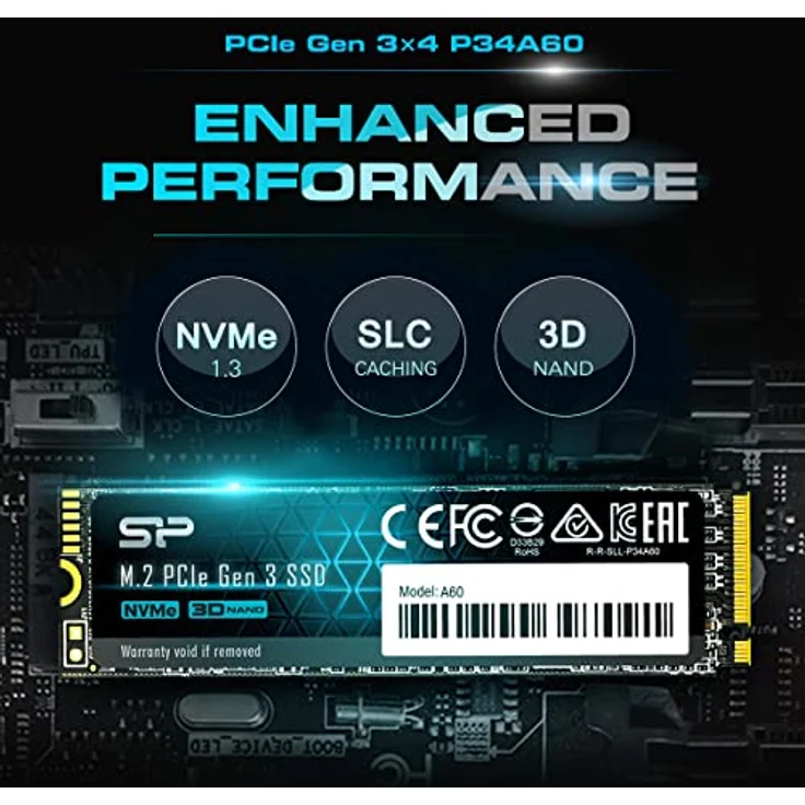 SP Silicon Power PCIe Gen 3x4 & A55 PCIe A60 2 TB SSD-Festplatte, bis zu 2.200 MB/s Lesegeschwindigkeit, 1.600 MB/s Schreibgeschwindigkeit – Bild 3