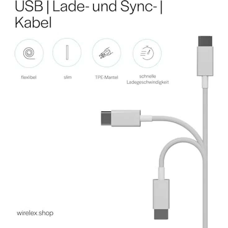 S/CONN maximum connectivity Flexline®-USB Lade-Sync Kabel, USB-C auf USB-C, 2.0, 1,5m, 0,48 Gbit/s, weiß – Bild 4