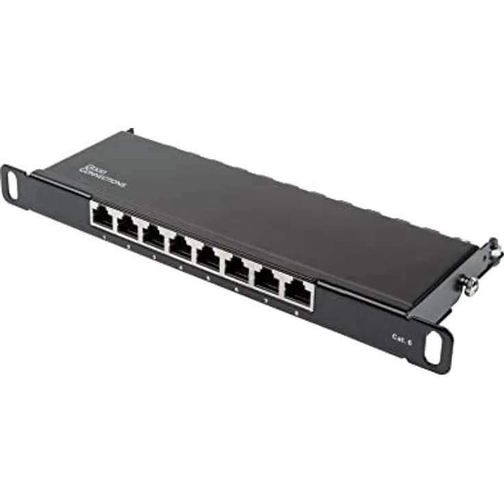 Good Connections 10" Patchpanel Cat. 6, 8-Port, 250 MHz, geschirmt, werkzeugloses Öffnen, Tiefschwarz (RAL9005)