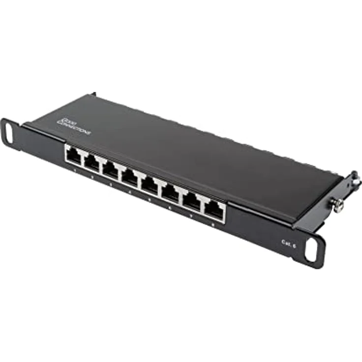 Good Connections 10" Patchpanel Cat. 6, 8-Port, 250 MHz, geschirmt, werkzeugloses Öffnen, Tiefschwarz (RAL9005) – Bild 1