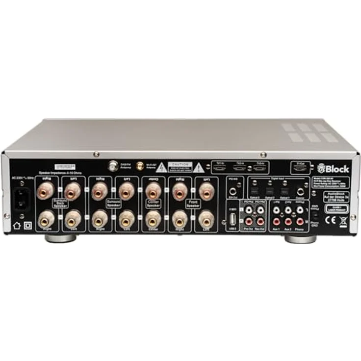 Block CVR-200 AV, 7.1 AV-Heimkinoreceiver mit Blu-ray-Laufwerk, 700 W Leistung, silber – Bild 2