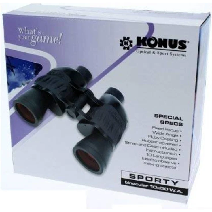 Konus Sporty 10x50 WA, Fernglas mit Weitwinkel, Fix-Fokus und rutschfester Gummibeschichtung – Bild 6