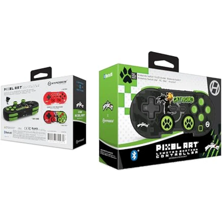 Hyperkin Miraculous Wireless Cat Noir Controller, Gaming Controller für Android, iOS, PC, Switch OLED, Schwarz-Grün, kabellose Bluetooth-Verbindung, ergonomisches Design, wiederaufladbare Batterie – Bild 3