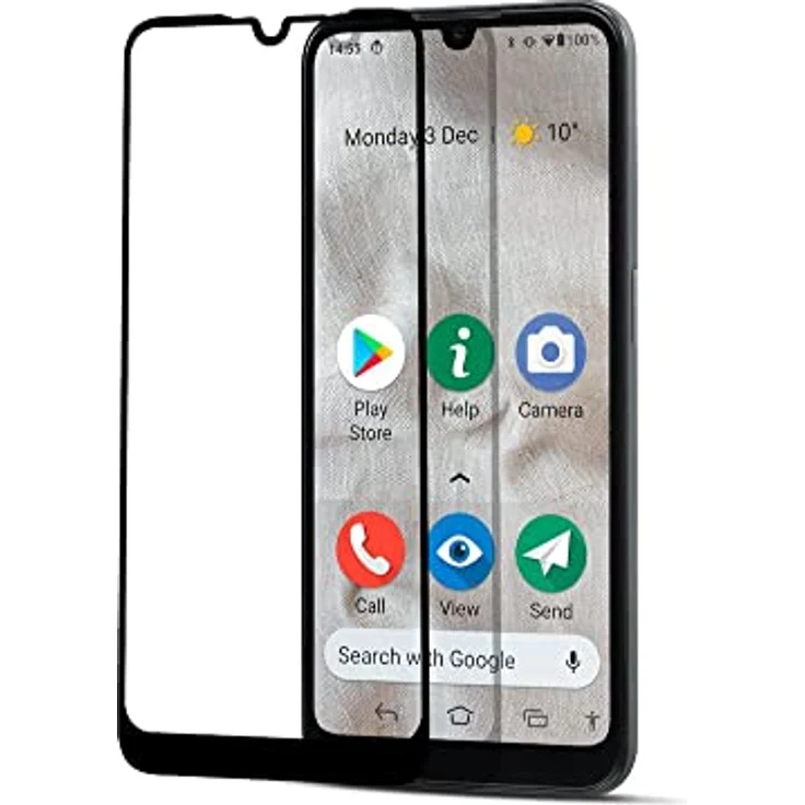 Doro 8100 Displayschutzfolie aus Hartglas, Kratzschutz 9H, einfach anzubringen, schwarz – Bild 4