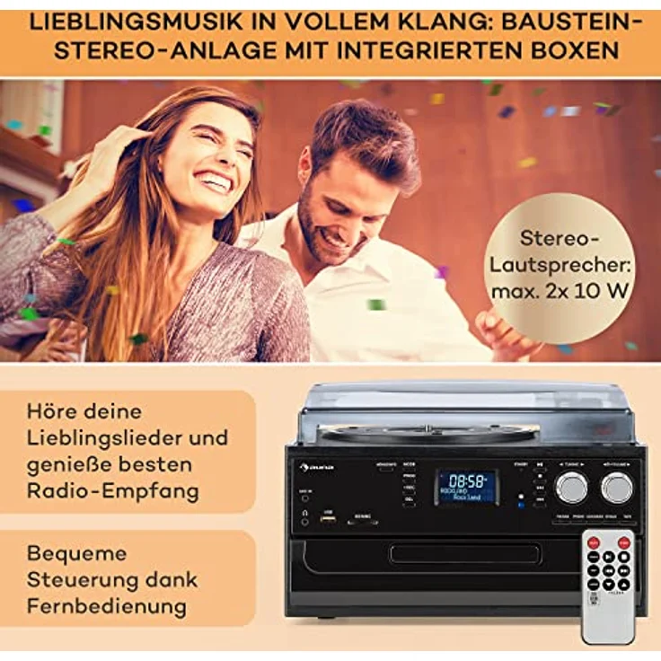 Oakland Retro-Stereoanlage FM BT-Funktion Vinyl CD Kassette MP3 Mit DAB+-FM Radio – Bild 4