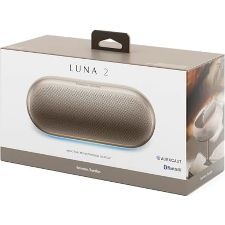 HARMAN KARDON Luna 2 Bluetooth-Lautsprecher, Sand, mit KI-Sound-Boost, IP67 wasserdicht, 12 Stunden Akkulaufzeit, Ambient Light – Bild 7