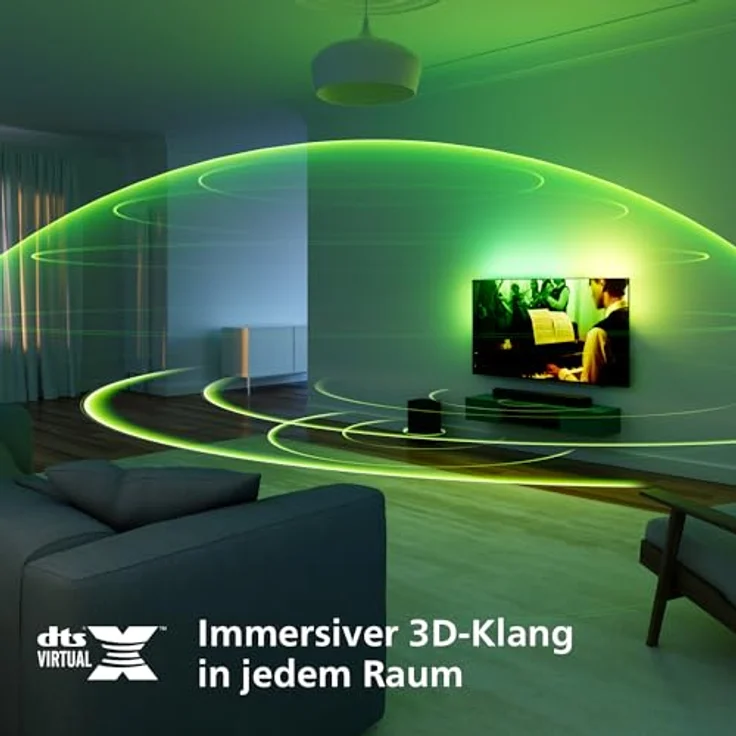 Philips TAB5309 Soundbar 2.1 mit drahtlosem Subwoofer - 2,1 Kanal 240W, DTS Virtual X, Bluetooth 5.4, HDMI ARC, optische Verbindung und USB-Konnektivität - Dunkelgrau – Bild 4