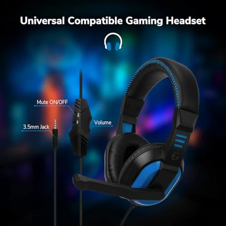 Egogear SBP30 Essential Pack, Gaming Controller mit kabelloser Bluetooth-Verbindung, ergonomischem Design und Headset, Blau, Schwarz – Bild 5