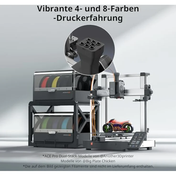 Anycubic Kobra 3 V2 Combo 3D Drucker, Mehrfarbig Druck in 4 Farben, Verbesserte Auto Nivellierung, 600mm/s, Druckgröße 255x255x260mm – Bild 2