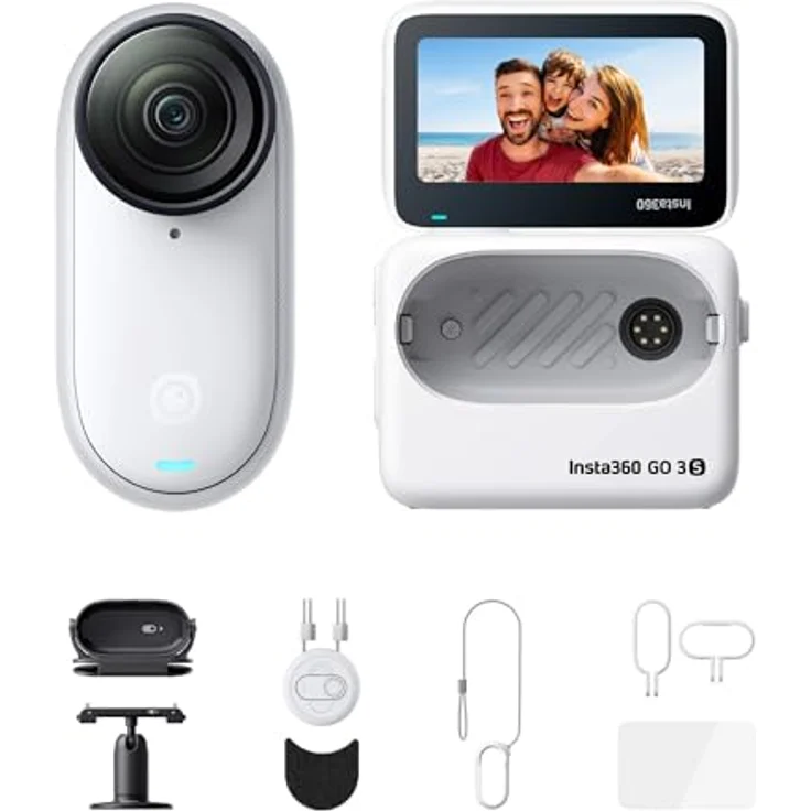 Insta360 GO 3S Action-Bundle, Tragbare 4K Mini-Kamera mit 128 GB, Freihand-POVs, 140 Min Akku, 10 m wasserdicht, KI-Bearbeitung, Apple Find My, für Vlogs und Outdoor-Aktivitäten – Bild 1