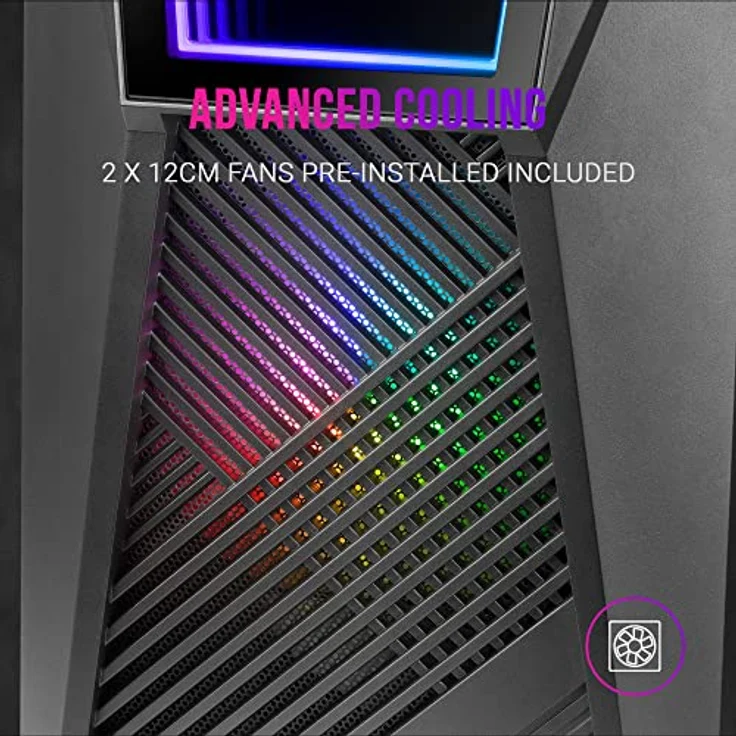Mars Gaming MC777 RGB, ATX/Mini-ITX PC-Gehäuse mit gehärtetem Glas, ARGB Infinity Mirror, leistungsstarke Doppelkühlung, Schwarz – Bild 4
