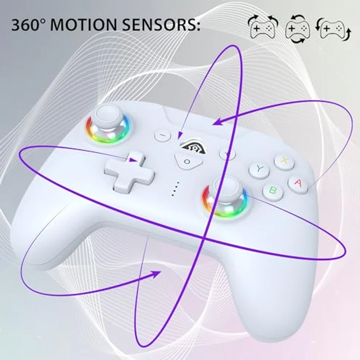 Subsonic Wireless Controller für Switch & Switch OLED, Bluetooth mit LED, Vibration, 6-Achsen-Gyro - Weiß – Bild 3