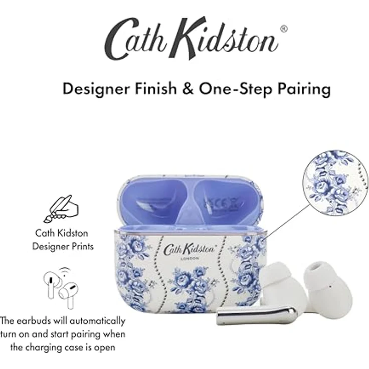 VQ Cath Kidston Kabellose Ohrhörer TWS 5.3 mit ENC, Bluetooth, bis zu 48 Stunden Akkulaufzeit, ergonomisches Design, für iPhone & Android – Bild 3