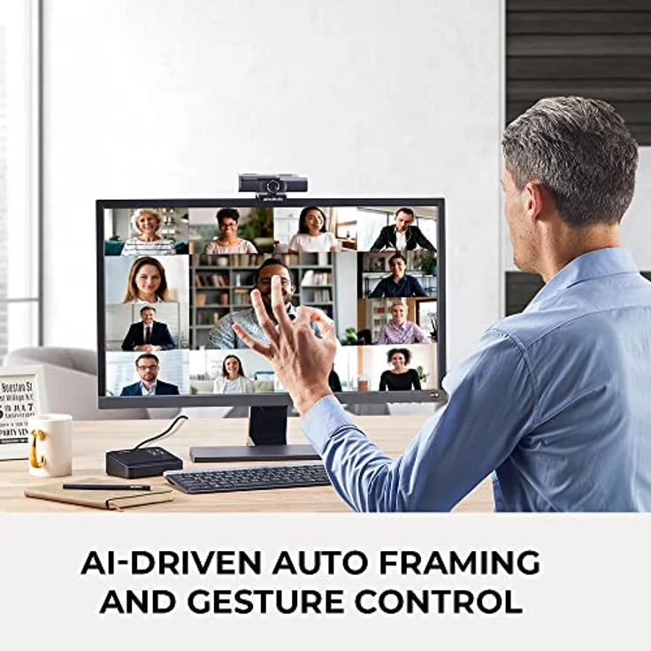AverMedia PW515 4K Ultra HD Autofokus-Business-Webcam – KI-gesteuerte Lösung, Bild- und Beleuchtungsanpassung, 100° Wide FoV, für Videokonferenzen und virtuelle Meetings, Zoom, Teams, Skype, PC/Mac – Bild 5