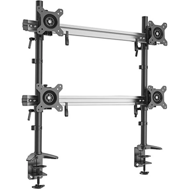 HFTEK 4-Fach-Monitorarm - Halterung für 4 Bildschirme von 15 bis 27 Zoll mit Tisch-Klemme - VESA 75/100, Aluminium, schwarz – Bild 1